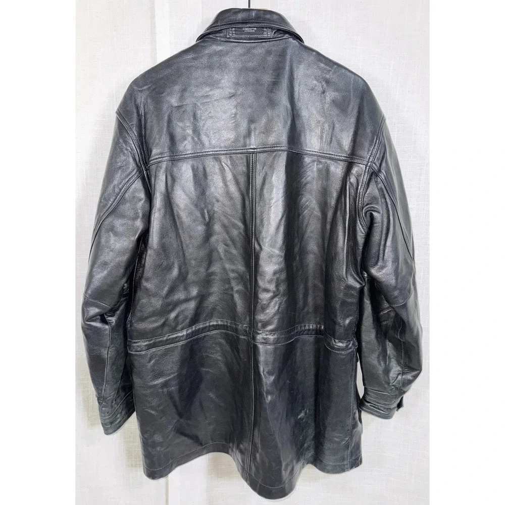 Vintage Y2K Men's Claiborne Soft Lambskin Black‎ Leather Jacket Med. Full Zip